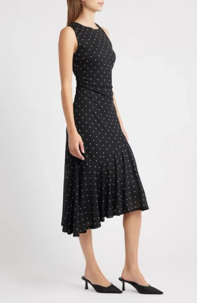 Rails Daija Polka Dot Sleeveless Asymmetric Midi Dress In Black