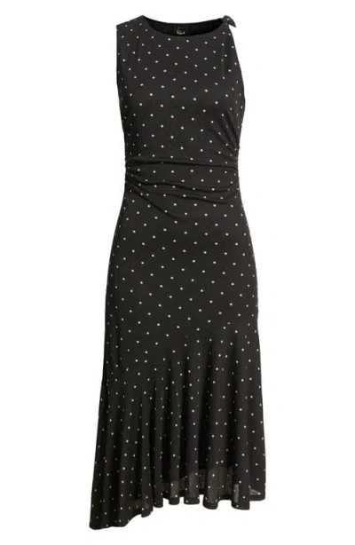 Rails Daija Polka Dot Sleeveless Asymmetric Midi Dress In Black