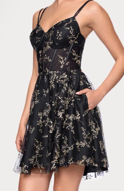 Blondie Nites Caviar Glitter Corset Open Back Minidress In Multi