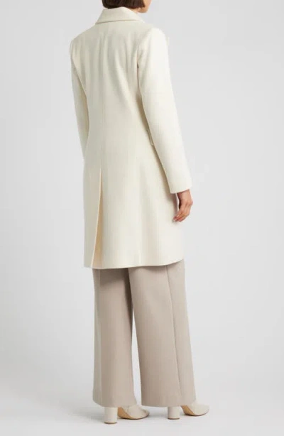 Fleurette Bianca Double Breasted Wool Coat In White