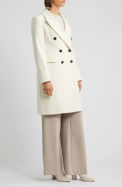 Fleurette Bianca Double Breasted Wool Coat In White