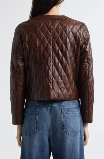 Nili Lotan Amy Cropped Quilted Leather Jacket In Brown