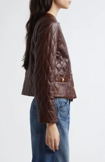 Nili Lotan Amy Cropped Quilted Leather Jacket In Brown