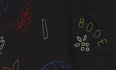 Bode Field Guide Embroidered Cotton-jersey T-shirt In Black