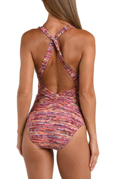 Sunshine 79 Shimmer Ripple V Plunge Crossback One Piece In Multi