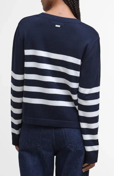Barbour Stripe Cotton Blend Sweater In Blue