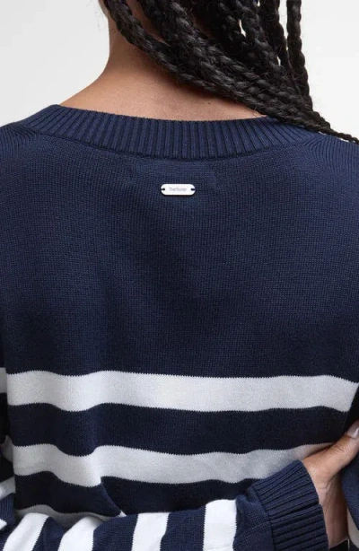 Barbour Stripe Cotton Blend Sweater In Blue