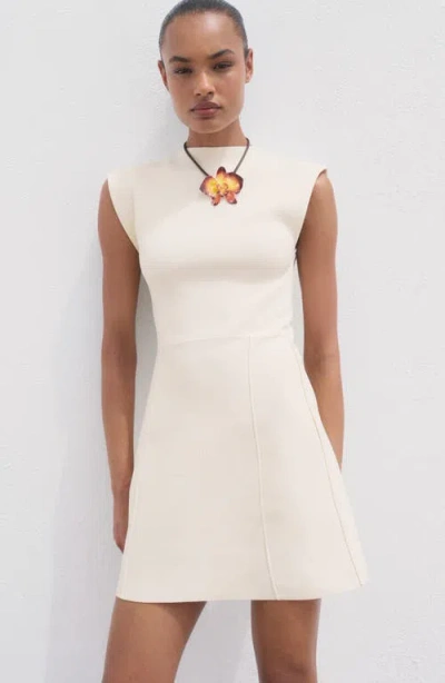 Mango High Neck Cap Sleeve Compact Knit Ini Dress In Multi