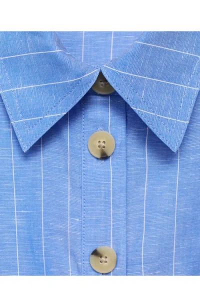 Mango Women's Striped Linen-blend Shirt-style Dress In Blue