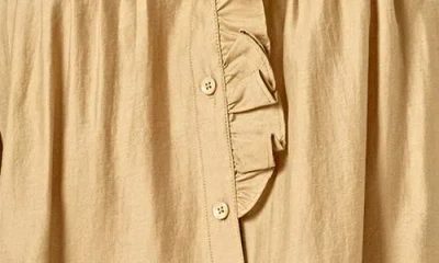 English Factory Charlotte Ruffle Button Down Blouse In Olive In Brown