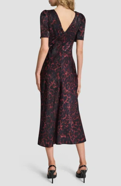 Dkny Women's Printed Supple Satin Short Sleeves Dress In Black