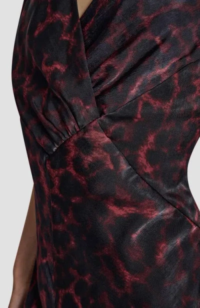 Dkny Women's Printed Supple Satin Short Sleeves Dress In Black