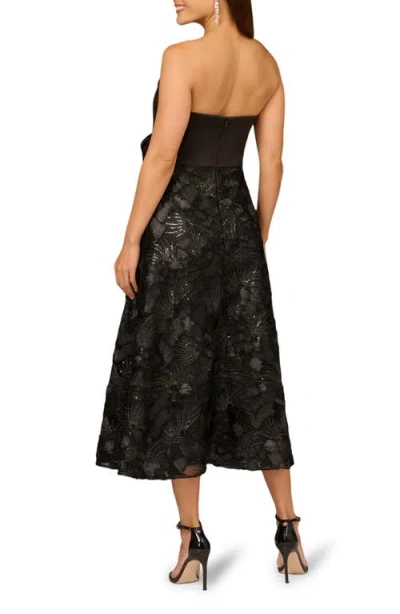 Aidan Mattox By Adrianna Papell Bow Sequin Strapless Gown In Black