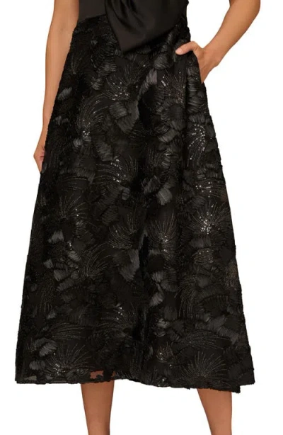 Aidan Mattox By Adrianna Papell Bow Sequin Strapless Gown In Black