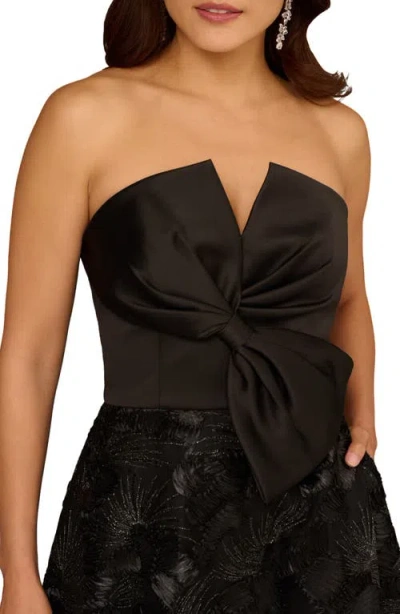 Aidan Mattox By Adrianna Papell Bow Sequin Strapless Gown In Black