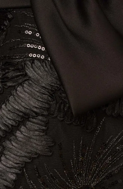 Aidan Mattox By Adrianna Papell Bow Sequin Strapless Gown In Black