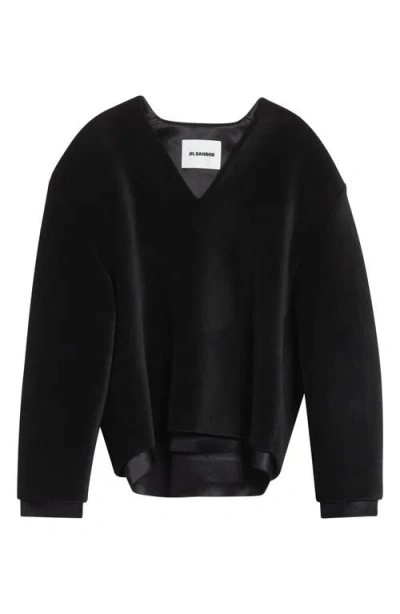 Jil Sander Double Layer V-neck Sweater In Black