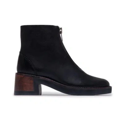 Bernardo Tess Leather Front-zip Ankle Boots In Black