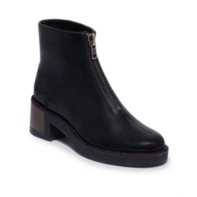Bernardo Tess Leather Front-zip Ankle Boots In Black