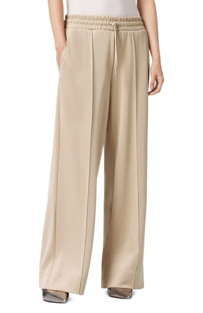 Allsaints Mirri Pintuck Pleat Wide Leg Pants In Brown