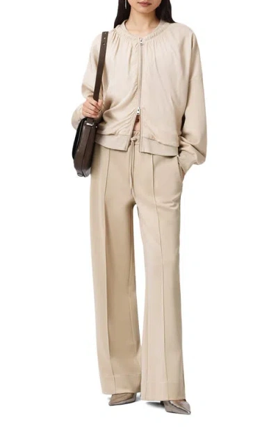 Allsaints Mirri Pintuck Pleat Wide Leg Pants In Brown