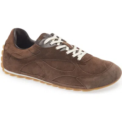 Bottega Veneta Orbit Flash Leather-trimmed Suede Sneakers In Brown