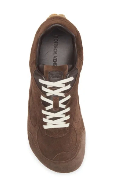 Bottega Veneta Orbit Flash Leather-trimmed Suede Sneakers In Brown