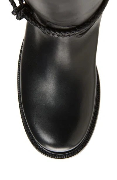 Bottega Veneta Knee High Boot Braided Strap Detail In Black