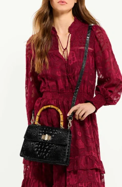 Brahmin Small Mod Hallie Croc Embossed Leather Top Handle Bag