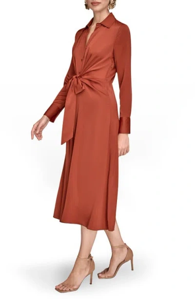 Donna Karan Women's Tie Front Shirt Dress In Red