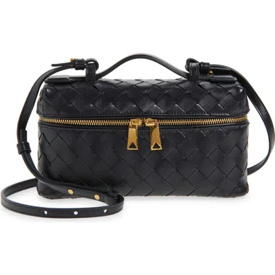 Bottega Veneta Women Bang Bang Leather Vanity Case With Intrecciato Motif In Black