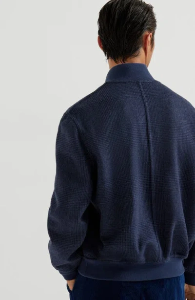 Brunello Cucinelli Check-pattern Bomber Jacket In Blue