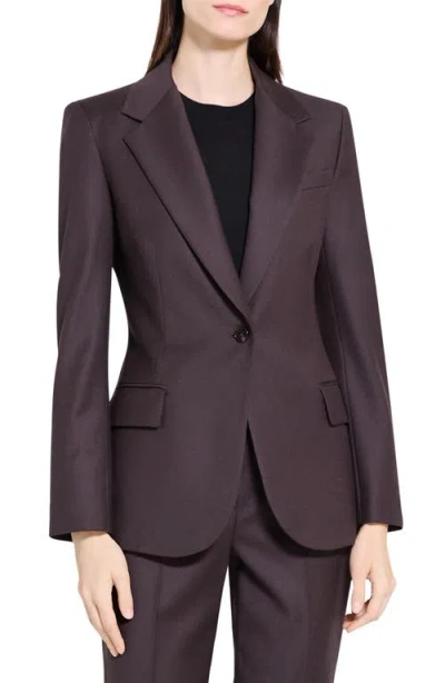 Theory Lynnia Sleek Virgin Wool Blazer In Burgundy