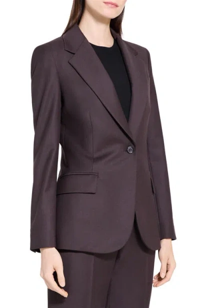 Theory Lynnia Sleek Virgin Wool Blazer In Burgundy