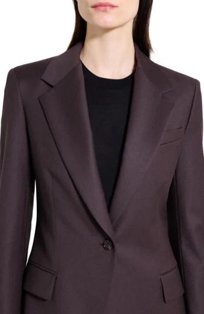 Theory Lynnia Sleek Virgin Wool Blazer In Burgundy