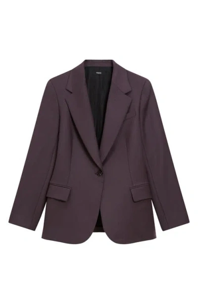 Theory Lynnia Sleek Virgin Wool Blazer In Burgundy