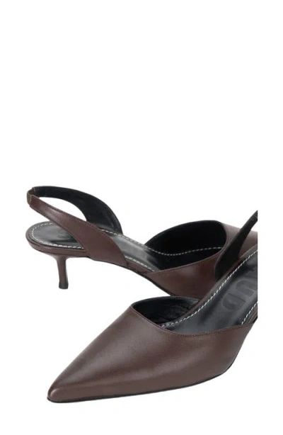 Staud Sebastian Slingback Pointed Toe Kitten Heel Pump In Brown
