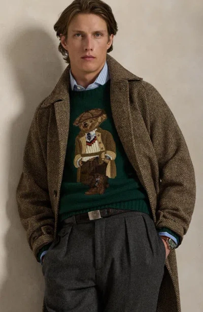 Polo Ralph Lauren Crew Neck Knit Sweater With Ribbed Textures In Green