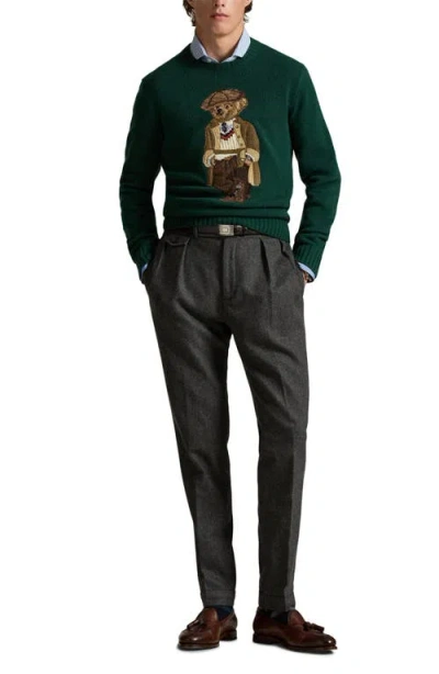 Polo Ralph Lauren Crew Neck Knit Sweater With Ribbed Textures In Green