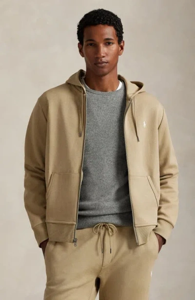 Polo Ralph Lauren Men's Double-knit Full-zip Hoodie In Brown