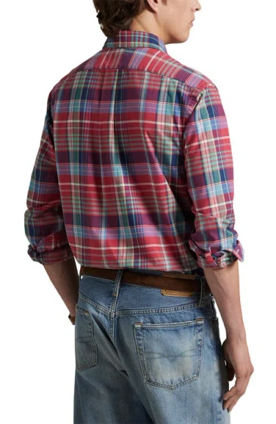 Polo Ralph Lauren Classic Fit Plaid Oxford Shirt In Red
