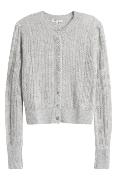 Madewell Pointelle-stitch Cardigan In Alpaca Blend Hthr Light Grey In Gray
