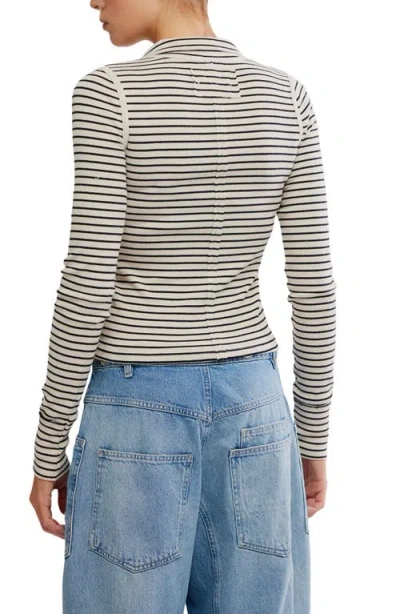 Free People Lake Henley Stripe Tee In Tea Combo In Animal Print