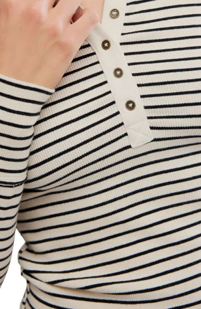 Free People Lake Henley Stripe Tee In Tea Combo In Animal Print