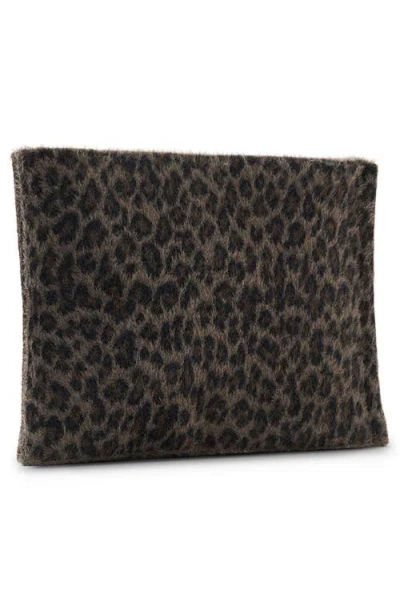 Allsaints Izzy Leopard Print Zip Clutch In Brown
