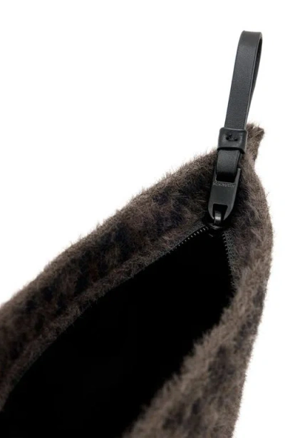 Allsaints Izzy Leopard Print Zip Clutch In Brown