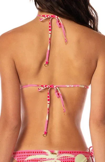 Maaji Palm Excel Balmy Smocked Triangle Bikini Top In Multi