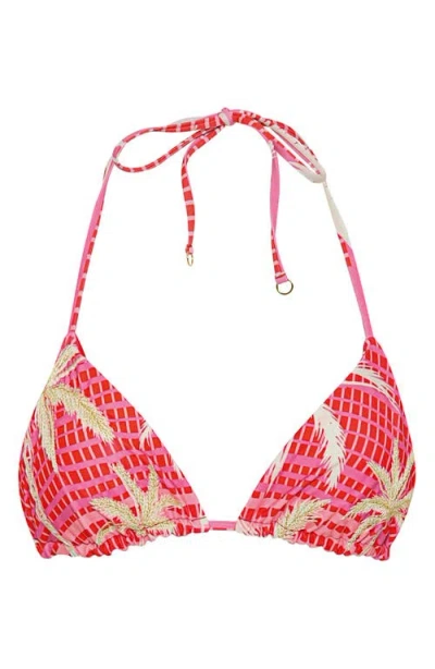 Maaji Palm Excel Balmy Smocked Triangle Bikini Top In Multi