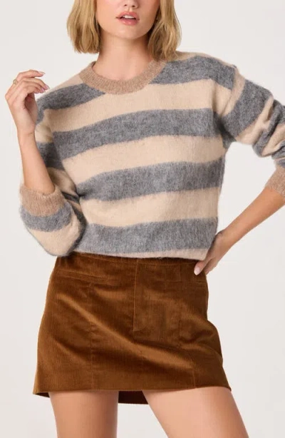 Astr The Label Fuzzy Stripe Crewneck Sweater In Multi