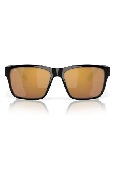 Costa Del Mar Broadbill Ii 58mm Polarized Rectangular Sunglasses In Black